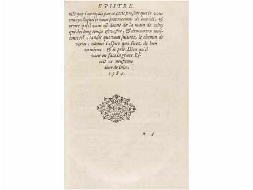 1584. LIBRO. (ADIVINACIÓN). PEUCER, GASPAR:. LES DEVINS OU C