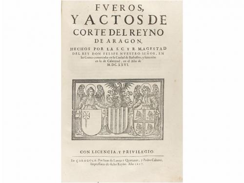 1624. LIBRO. (DERECHO-FUEROS ARAGÓN). FUEROS Y OBSERVANCIAS 
