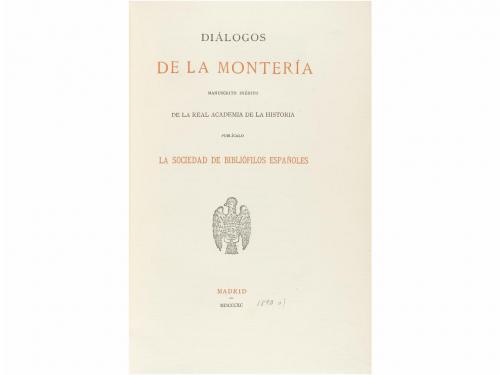1890. LIBRO. (CAZA). DIALOGOS DE LA MONTERIA. MANUSCRITO INE