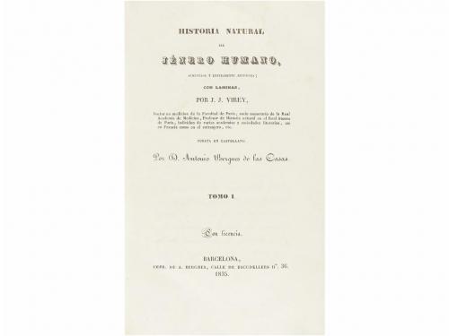 1835. LIBRO. (CIENCIAS NATURALES). VIREY, J. J.:. HISTORIA N