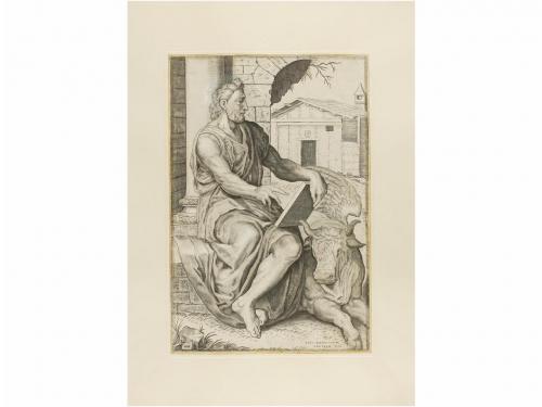 1551. GRABADO. COCK:. 4 GRABADOS: LOS EVANGELISTAS. 33 x 24 