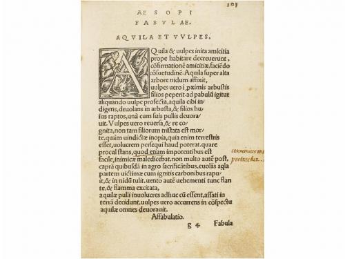 1524. LIBRO. (LITERATURA CLÁSICA). AESOPI:. AESOPI PHRYGIS F