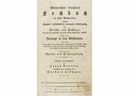 1818. LIBRO. (COCINA-AUSTRIA). GARTLER, IGNAZ; BARBARA HIKMA