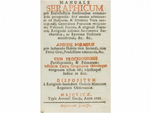 1768. LIBRO. (MÚSICA-GREGORIANO). MANUALE SERAPHICUM PRO ECC