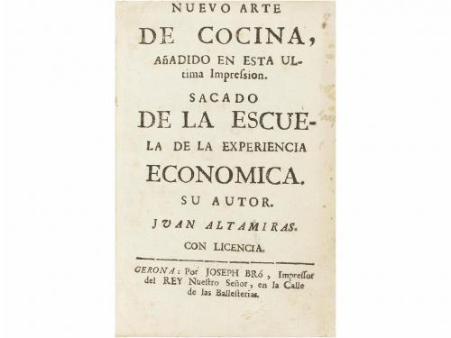 [1770]. LIBRO. (COCINA). ALTAMIRAS, JUAN:. NUEVO ARTE DE COC
