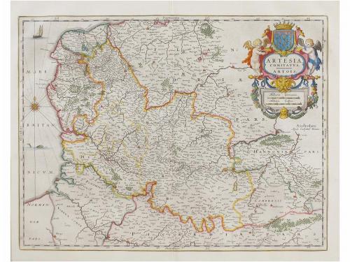 1635 ca. MAPA. BLAEU:. ARTESIA COMITATUS. ARTOIS. Mapa graba