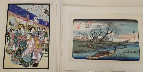 s. XX. GRABADO. (ESTAMPAS JAPONESAS). 14 LITOGRAFÍAS DE PAIS