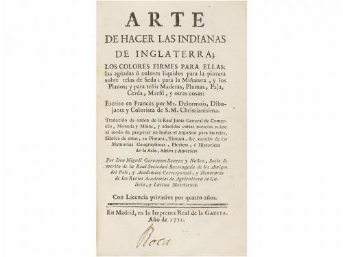 1771. LIBRO. (TEJIDOS-INDUSTRIA). ARTE DE HACER LAS INDIANAS