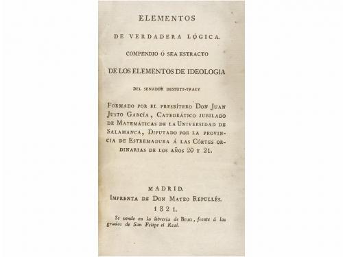 1821. LIBRO. (MATEMÁTICAS). DESTRUTT- TRACY:. ELEMENTOS DE V