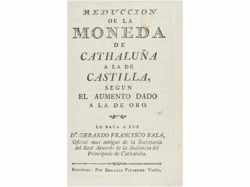1779. LIBRO. (NUMISMÁTICA). SALA, GERARDO FRANCISCO:. REDUCC
