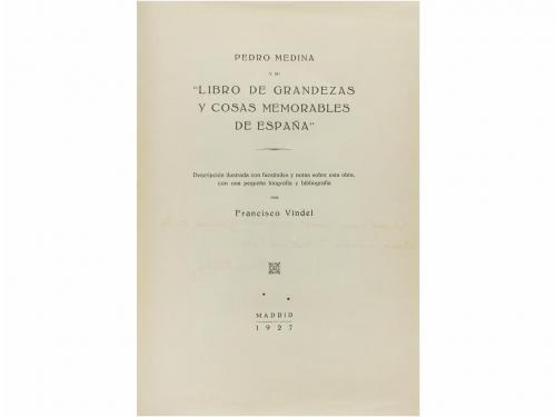 1927. LIBRO. (BIBLIOFILIA). VINDEL, FRANCISCO:. PEDRO MEDINA
