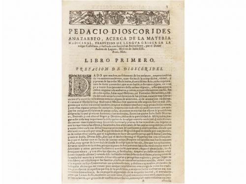 1651. LIBRO. (MEDICINA-BOTÁNICA). DIOSCORIDES ANAZARBEO, PED