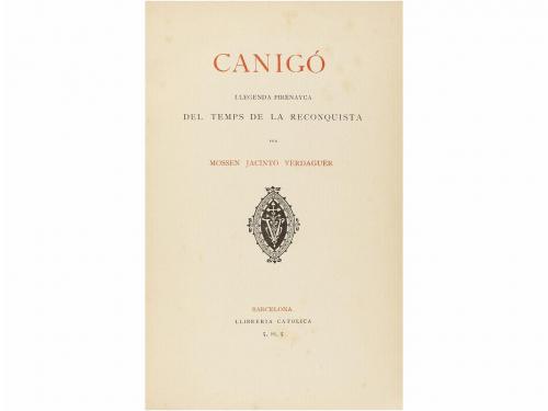 1886. LIBRO. (LITERATURA). VERDAGUER, JACINT:. CANIGÓ. Barce