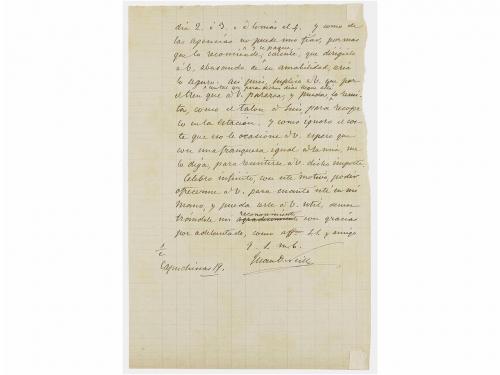 1897. MANUSCRITO. O'NEILL Y ROSSINYOL, JUAN:. CARTA MANUSCRI