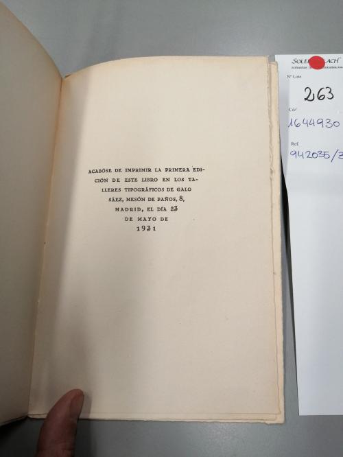 1931. LIBRO. (LITERATURA-GENERACIÓN 27). GARCIA LORCA, FEDE