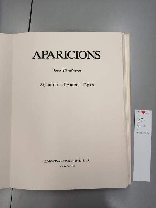 1982. LIBRO. (BIBLIOFILIA). GIMFERRER, PERE; TÀPIES, ANTONI
