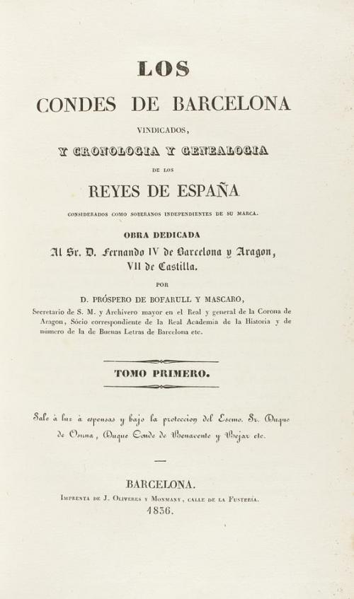 1836. LIBRO. (CATALUNYA). BOFARULL Y MASCARÓ:. LOS CONDES DE