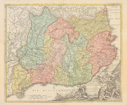 1735 ca. MAPA. (CATALUNYA). HOMANNO, IO. BAPT.:. PRINCIPATUS