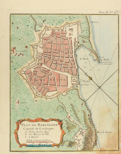 [1764]. MAPA. (BARCELONA). CROISEY:. PLAN DE BARCELONE CAPIT