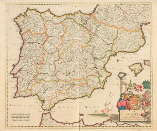 1690 ca. MAPA. (PENÍNSULA IBÉRICA). DANKERTS, IUSTINU,:. ACC