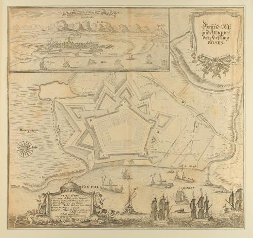 1808. MAPA. (ROSES). [BELMAS:]. GRUND RISS UND ATTAQUES DE F
