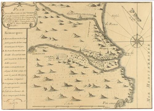 1720 ca. MAPA. (BATALLA DEL TER). [PLACIDE DE SAINTE-HELENE: