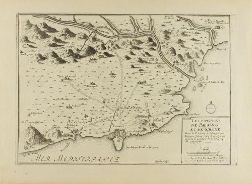 1700 ca. MAPA. (GIRONA). FER, N. DE:. LES ENVIRONS DE PALAMO