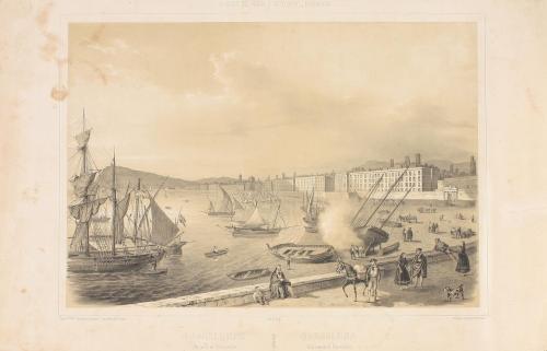 1850 ca. GRABADO. (PUERTO BARCELONA). TURGIS y O. AHAMORA:. 