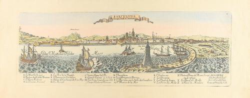 1721 ca. GRABADO. (VISTA BARCELONA). [STRIDBECK, J.; BODENEH
