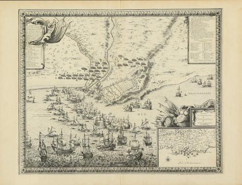 1715 ca. GRABADO. (TARRAGONA). BEAULIEU:. PLAN DE LA VILLE E