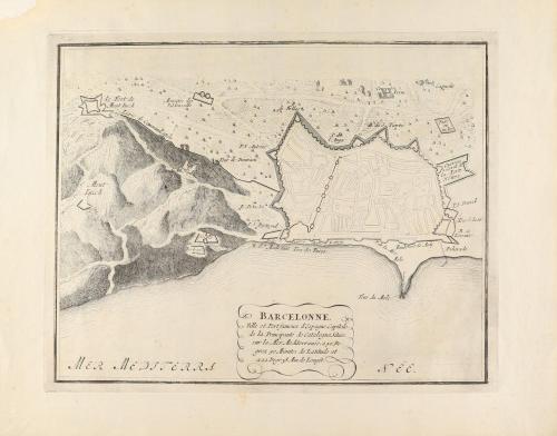 1700 ca. GRABADO. (BARCELONA). BARCELONNE, VILLE ET POR FAME