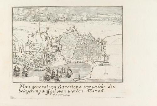 1718 ca. GRABADO. (BARCELONA). [MERIANS,G; HEINSCHEIT:]. PLA