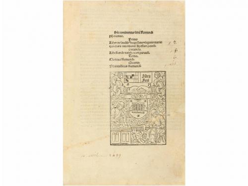 1499. LIBRO. (INCUNABLE). [LULL], REMUNDUS:. LIBER DE LAUDIB