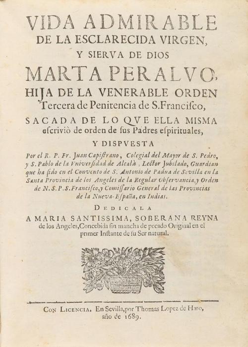 1689. LIBRO. (RELIGIÓN). CAPISTRANO, JUAN:. VIDA ADMIRABLE D