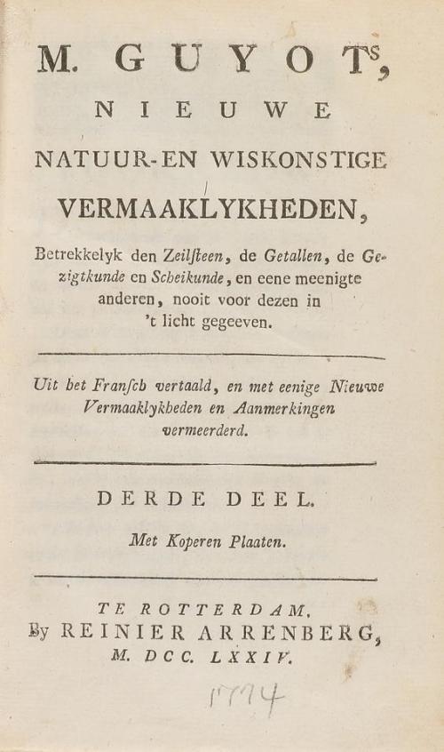 1774. LIBRO. (LITERATURA-CLÁSICOS). GUYOTS, M. NIEUWE NATUUR