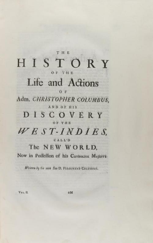 1732. LIBRO. (HISTORIA-SEPARATA). COLUMBUS, FERDINAND:. THE 