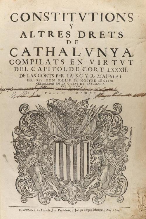 1704. LIBRO. (DERECHO-CATALUNYA). . CONSTITUTIONS Y ALTRES D