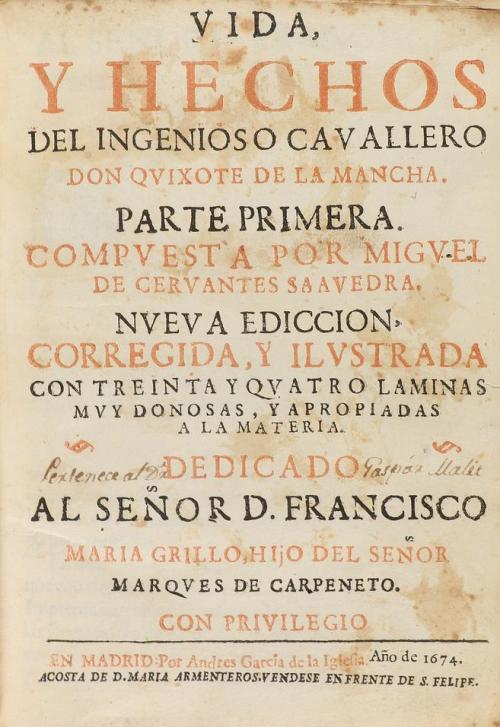 1674. LIBRO. (CERVANTINA). CERVANTES SAAVEDRA, MIGUEL DE:. V