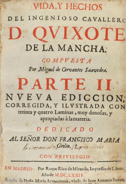 1674. LIBRO. (CERVANTINA). CERVANTES SAAVEDRA, MIGUEL DE:. V
