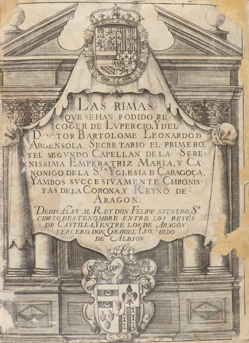 1634. LIBRO. (LITERATURA). ARGENSOLA, BARTOLOME LEONARDO DE;