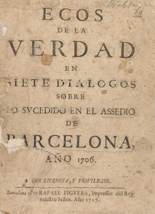 1707. LIBRO. (HISTORIA). ECOS DE LA VERDAD EN SIETE DIALOGOS