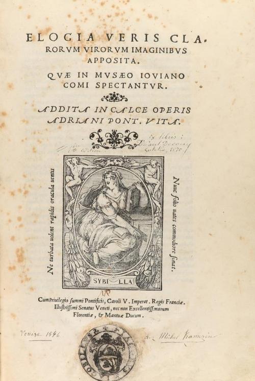 1546. LIBRO. (HISTORIA). GIOVIO (JOVIO) PAULUS:. ELOGIA VERI
