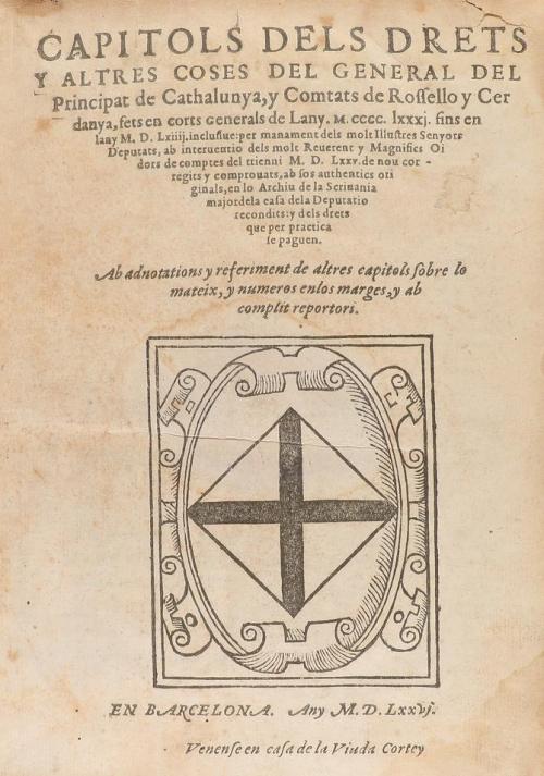 1576. LIBRO. (DERECHO CATALÁN). CAPITOLS DELS DRETS Y ALTRES