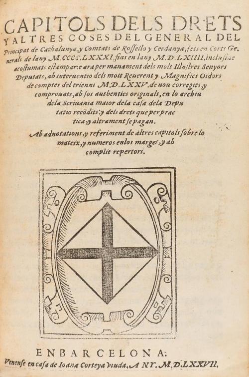 1576. LIBRO. (DERECHO CATALÁN). CAPITOLS DELS DRETS Y ALTRES