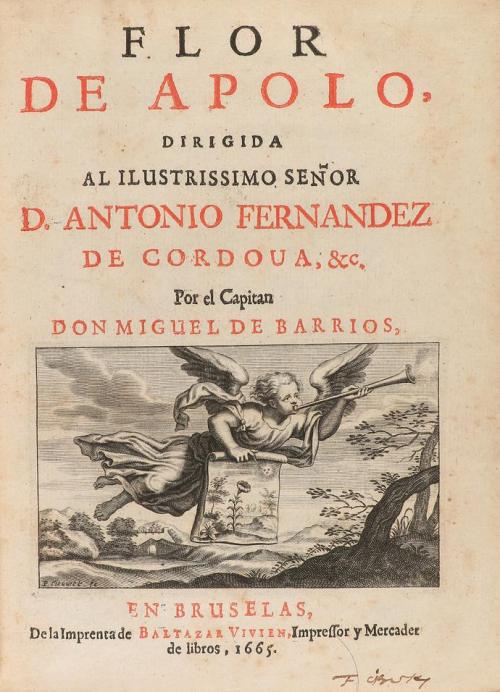 1665. LIBRO. (LITERATURA). BARRIOS, MIGUEL DE:. FLOR DE APOL