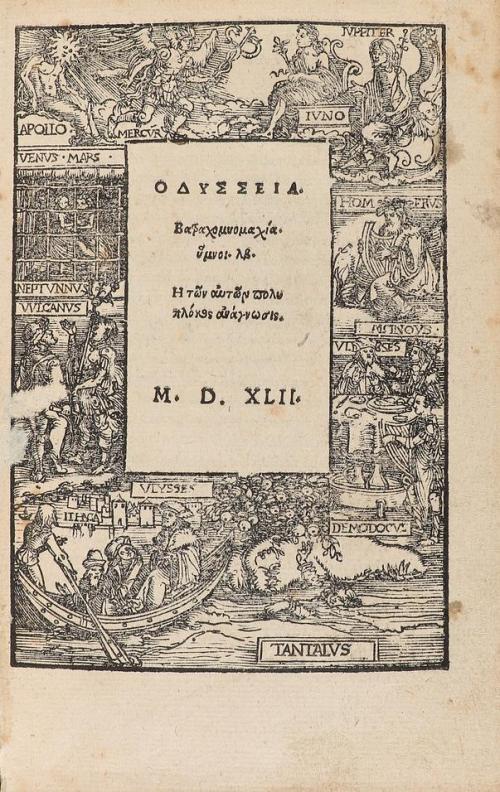 1542. LIBRO. (LITERATURA CLÁSICA). [HOMERO]:. ODISSEIA. Arge