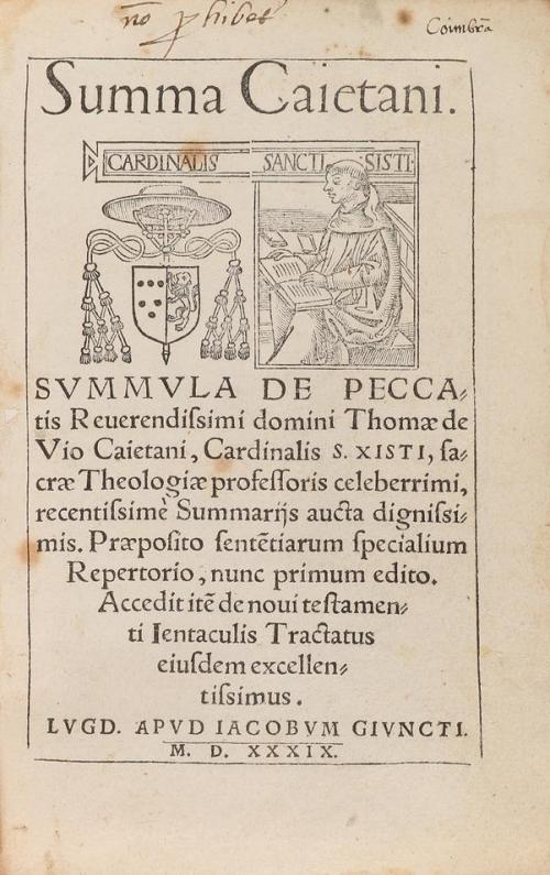 1539. LIBRO. (HUMANIDADES). CAIETANI, THOMAE DE VIO:. SUMMA 