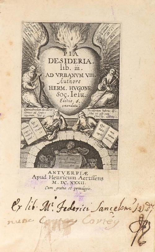 1632. LIBRO. (HUMANIDADES). HUGONE, HERM.:. PIA DESIDERIA. A