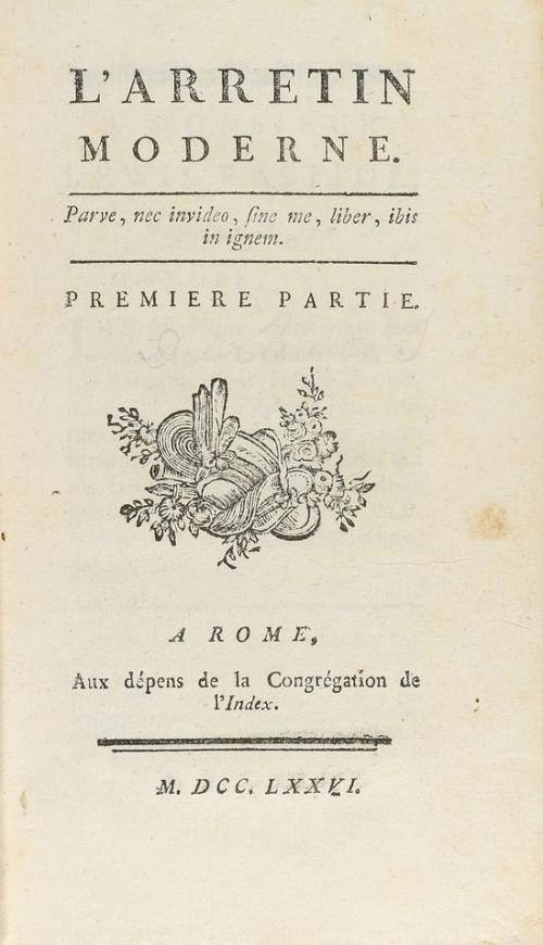 1776. LIBRO. (LITERATURA). L'ARRETIN MODERNE. Rome: Aux dépe