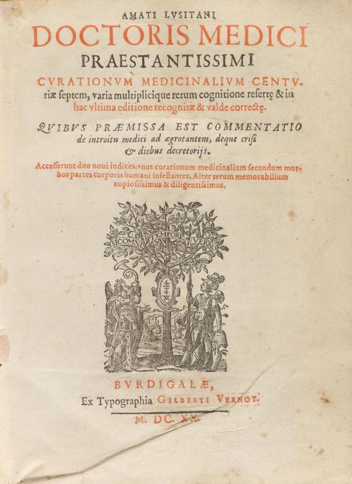 1620. LIBRO. (MEDICINA). AMATO LUSITANO [JUAN RODRIGUEZ DE C